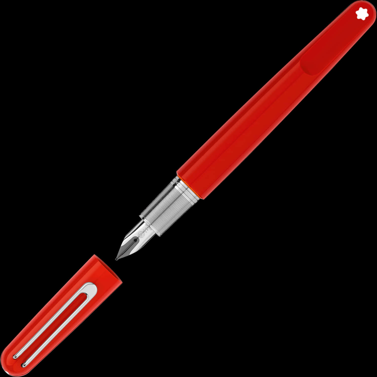 Red Fountain Pen Black Background PNG Image