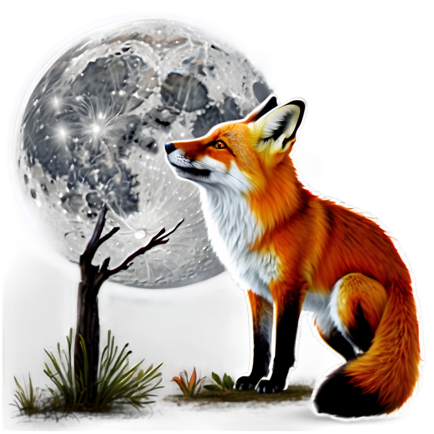 Red Fox In Moonlight Png Wen64 PNG Image