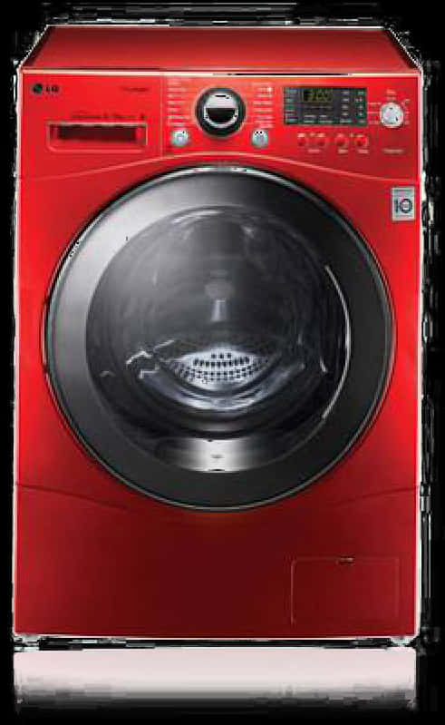 Red Front Load Washing Machine PNG Image