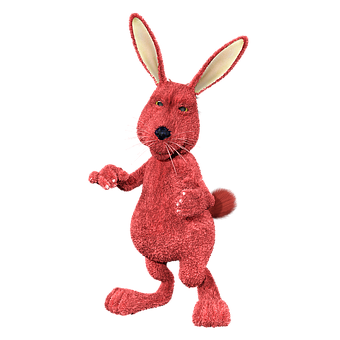 Red Furry Easter Bunny Character PNG Image