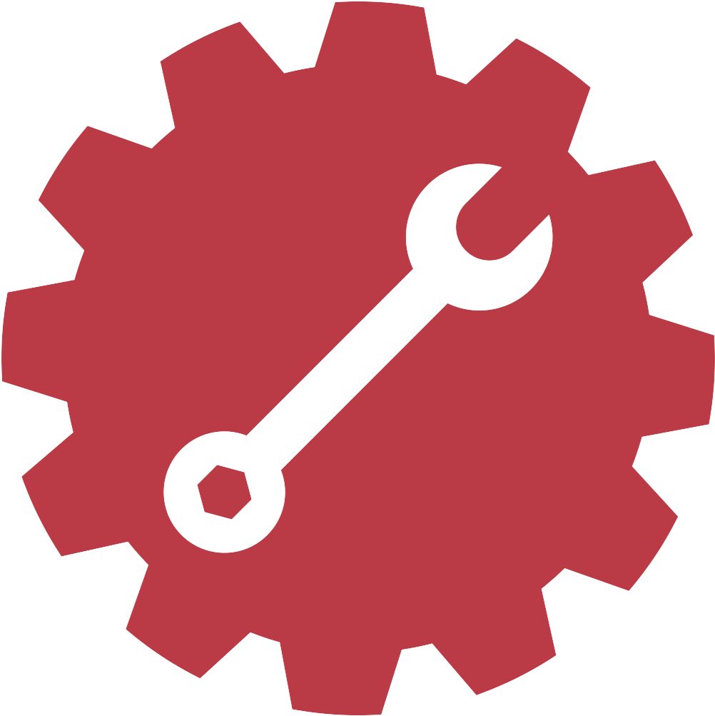 Red Gear Wrench Icon PNG Image