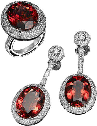 Red Gemstone Jewelry Set PNG Image