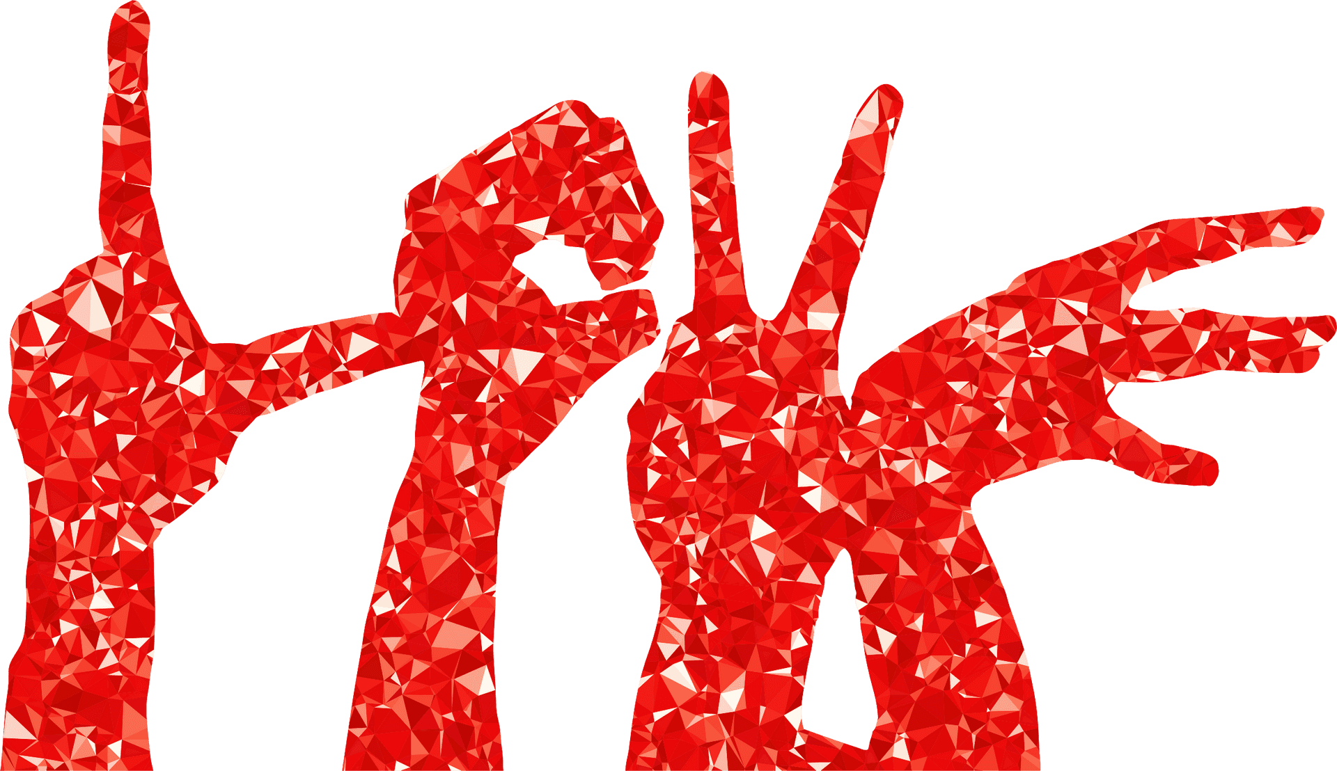 Red Geometric Hand Gestures PNG Image