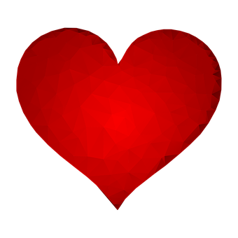 Red Geometric Heart Black Background PNG Image