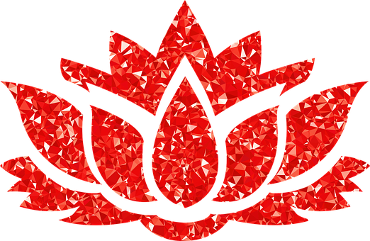 Red Geometric Lotus Flower Design PNG Image