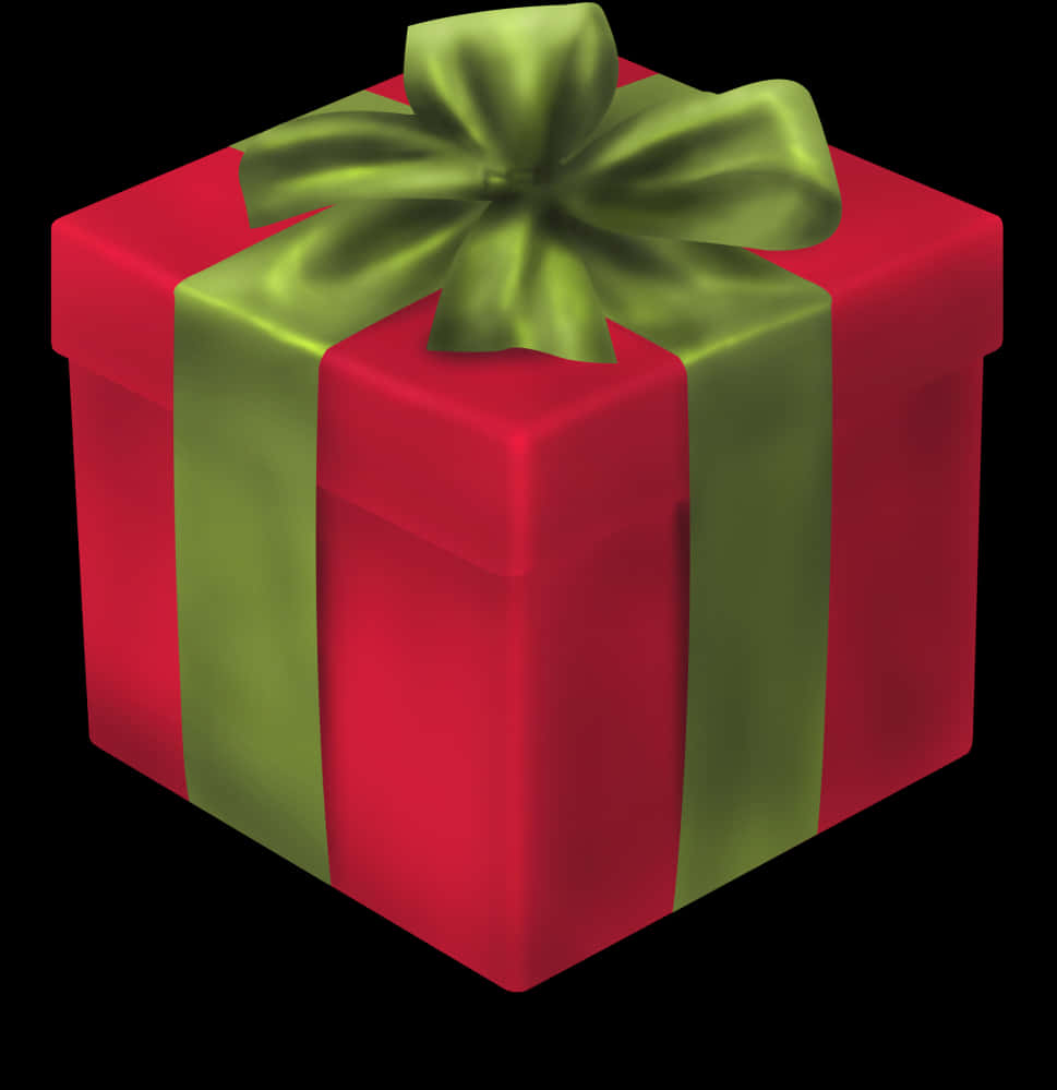 Red Gift Box Green Ribbon PNG Image