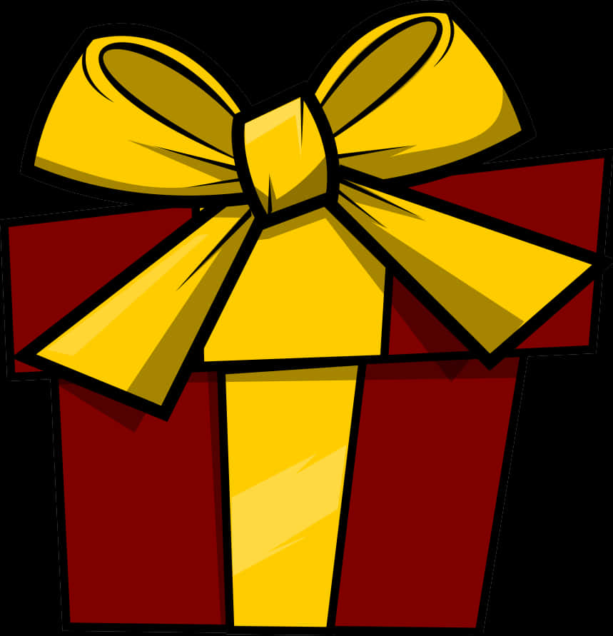 Red Gift Box Yellow Ribbon Graphic PNG Image