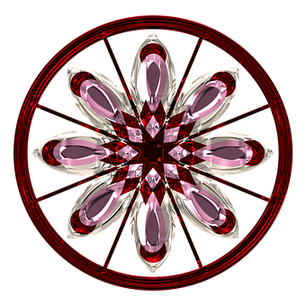 Red Glass Flower Mandala PNG Image