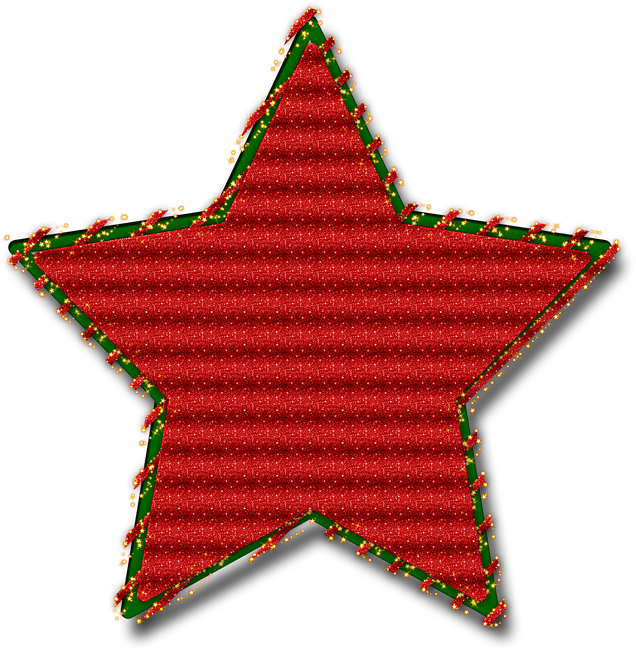 Red Glittery Star Decoration PNG Image