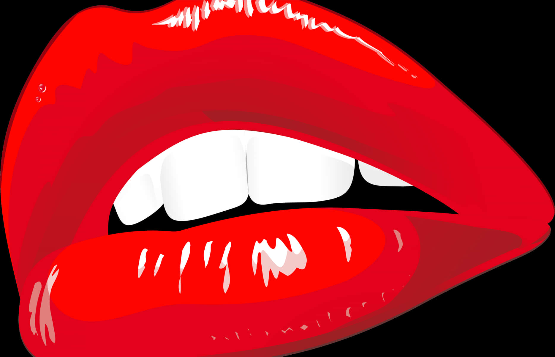 Red Glossy Lips Illustration PNG Image