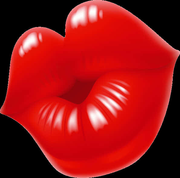 Red Glossy Lips Illustration PNG Image