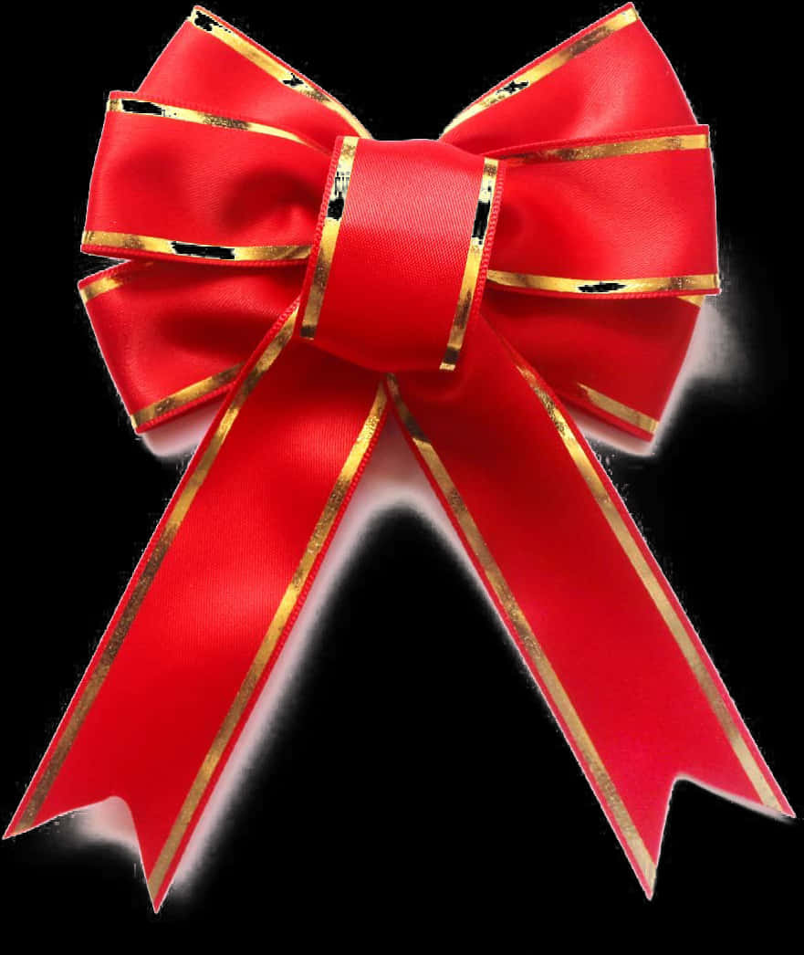 Red Golden Bow Ribbon PNG Image