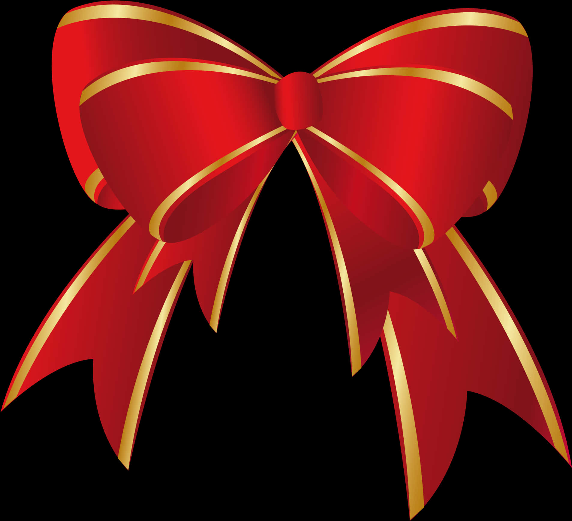 Red Golden Ribbon Bow PNG Image