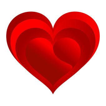 Red Gradient Hearton Black Background PNG Image