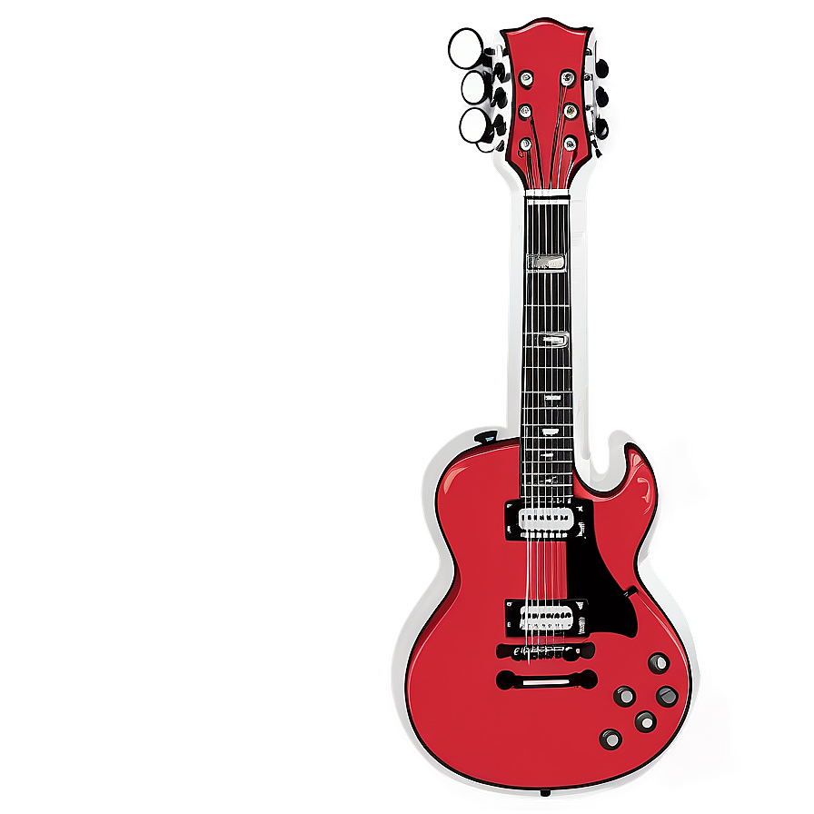 Red Guitar Outline Png Fon PNG Image