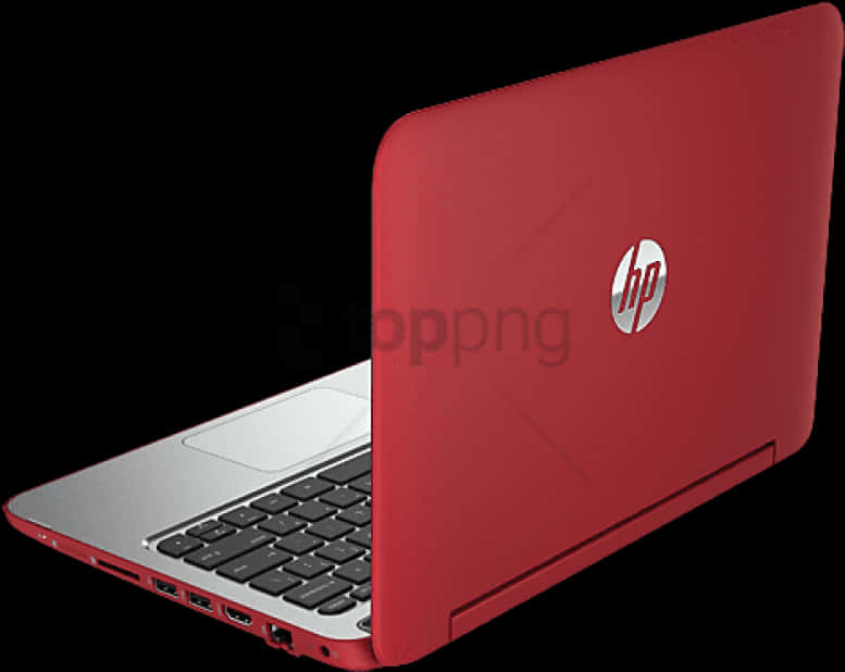 Red H P Laptop Back View PNG Image