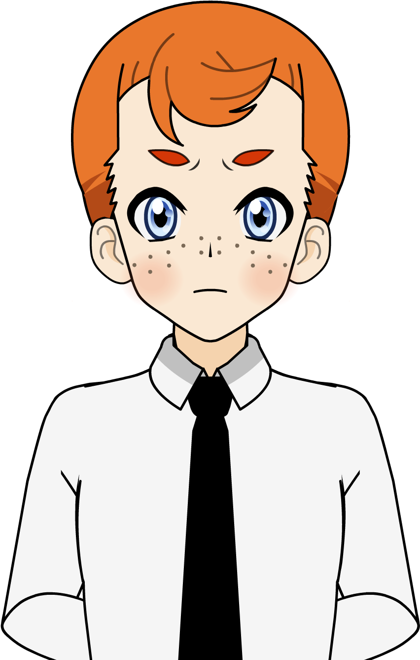 Red Haired Anime Boyin White Shirt PNG Image