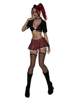 Red Haired Anime Style Character PNG Image