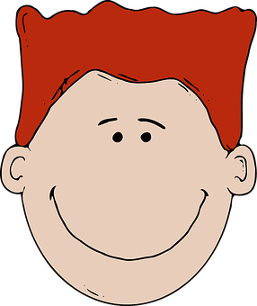 Red Haired Cartoon Boy Smiling PNG Image