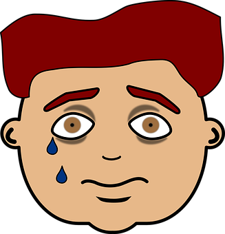 Red Haired Cartoon Face Tears PNG Image