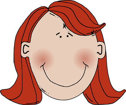 Red Haired Cartoon Girl Smiling PNG Image