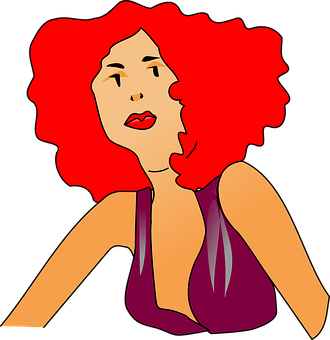 Red Haired Cartoon Woman Illustration PNG Image