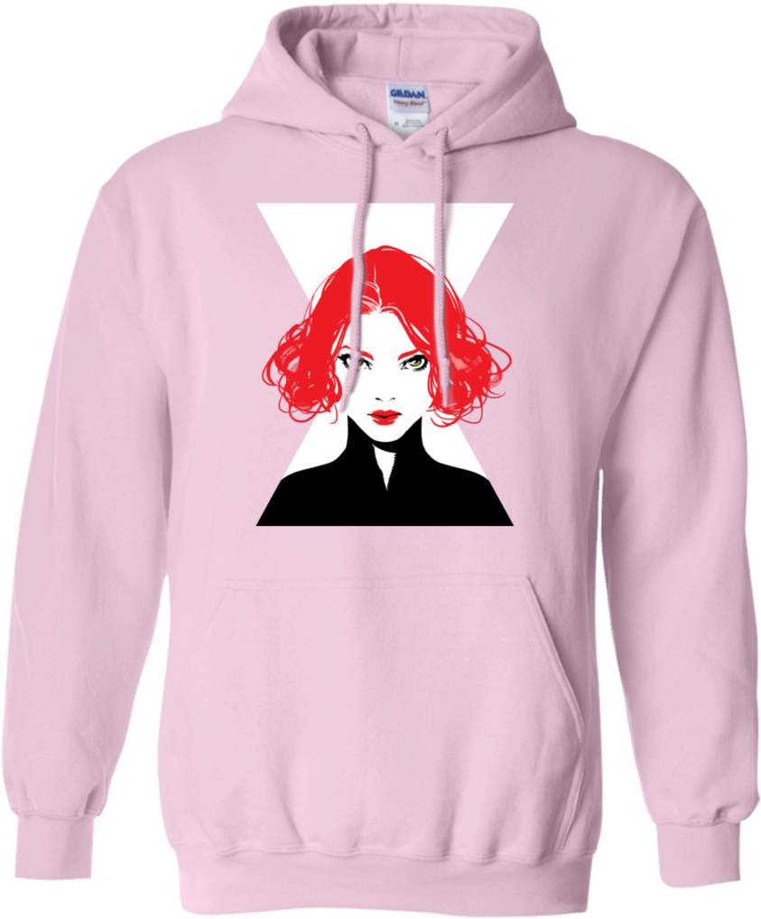 Red Haired Woman Illustration Pink Hoodie PNG Image