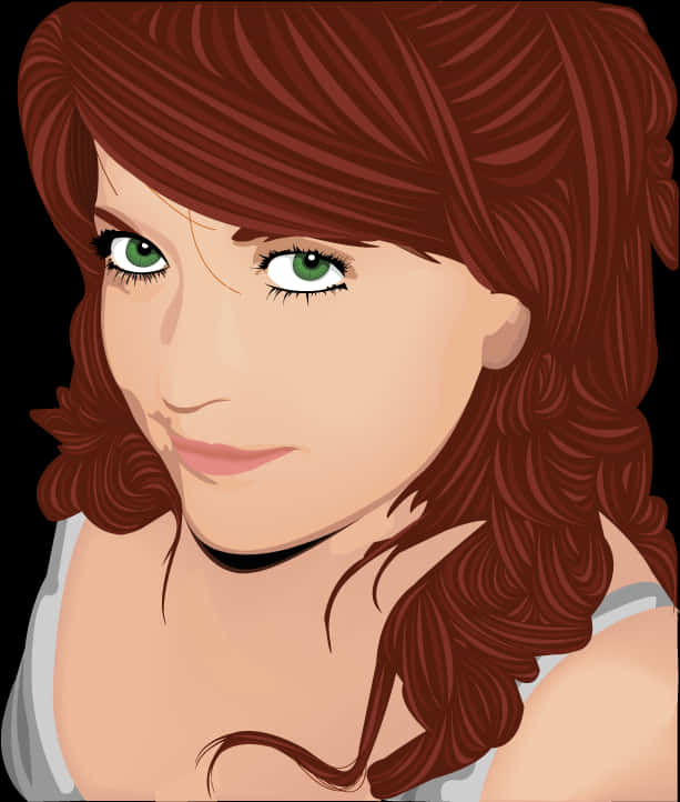 Red Haired Woman Vector Portrait PNG Image