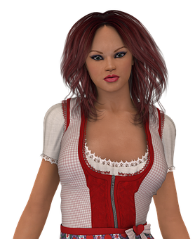 Red Haired3 D Characterin Traditional Dress PNG Image