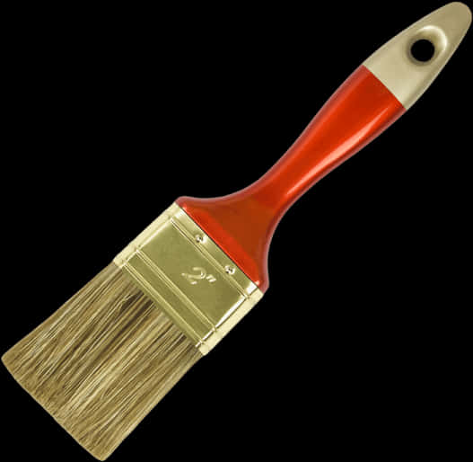 Red Handled Paintbrush Isolated PNG Image