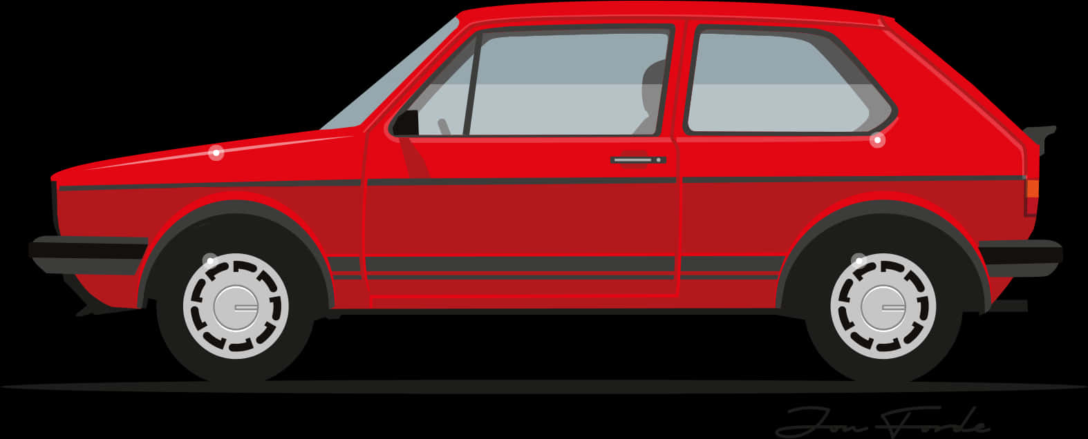 Red Hatchback Car Side View PNG Image