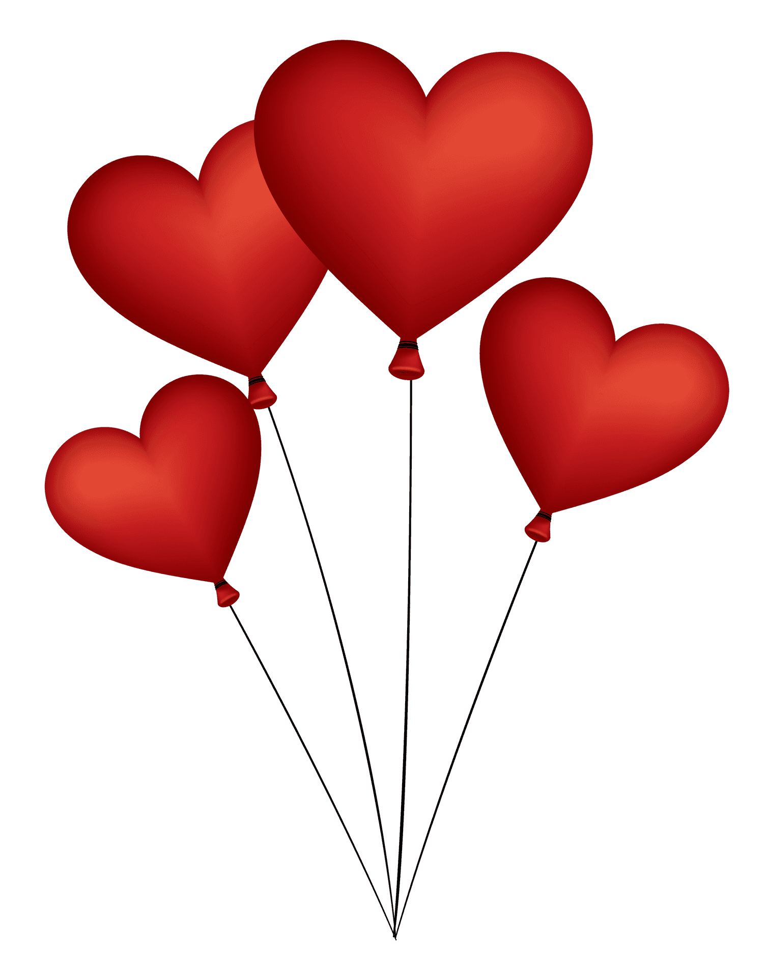 Red Heart Balloons PNG Image