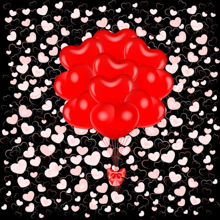 Red Heart Balloons Valentines Background PNG Image