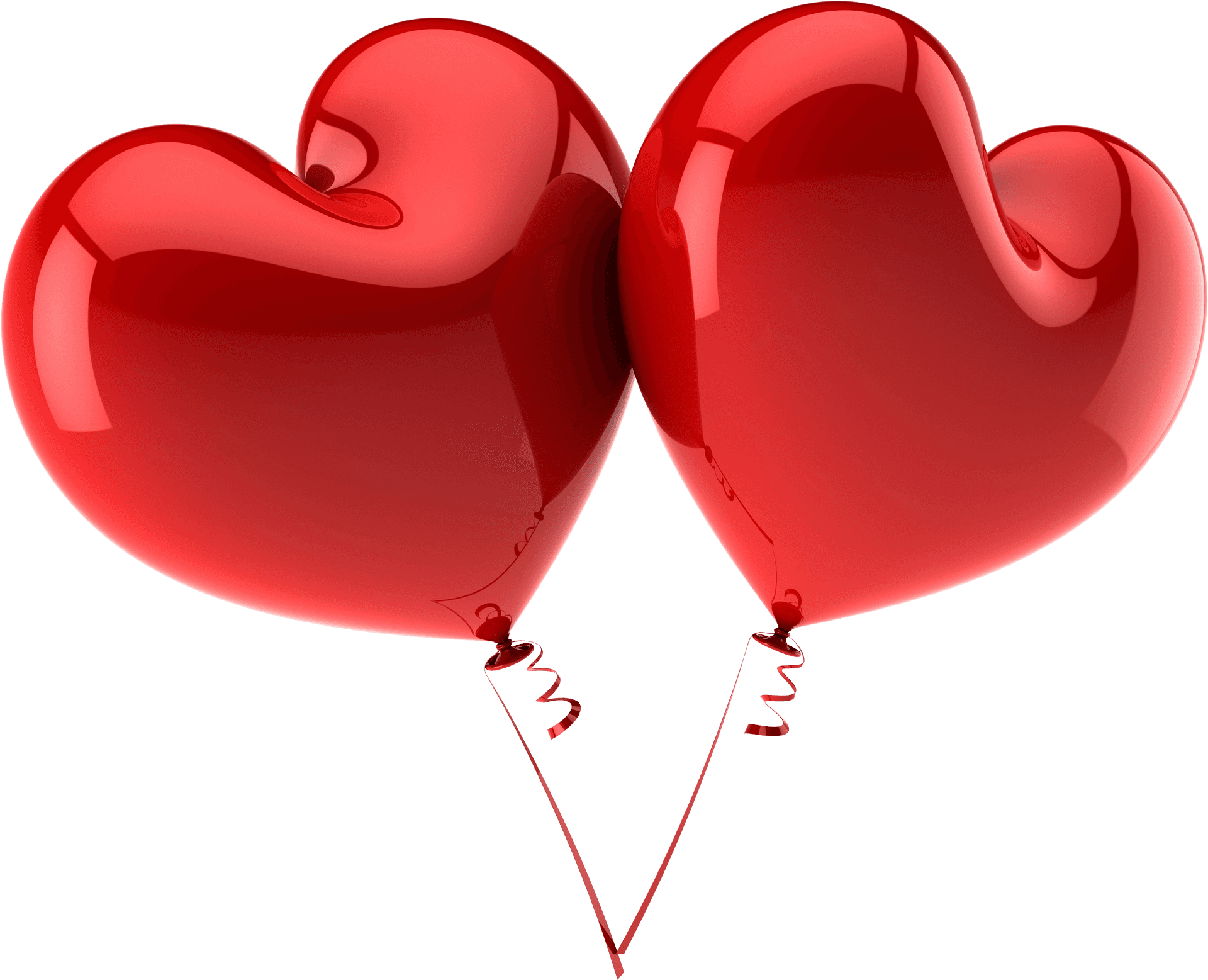 Red Heart Balloons3 D PNG Image