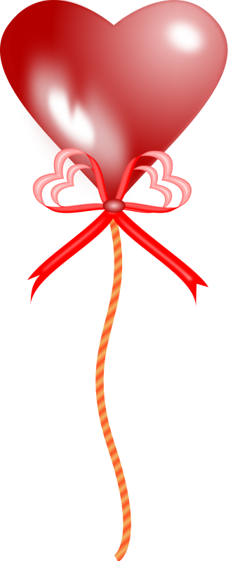 Red Heart Balloonwith Ribbon.png PNG Image