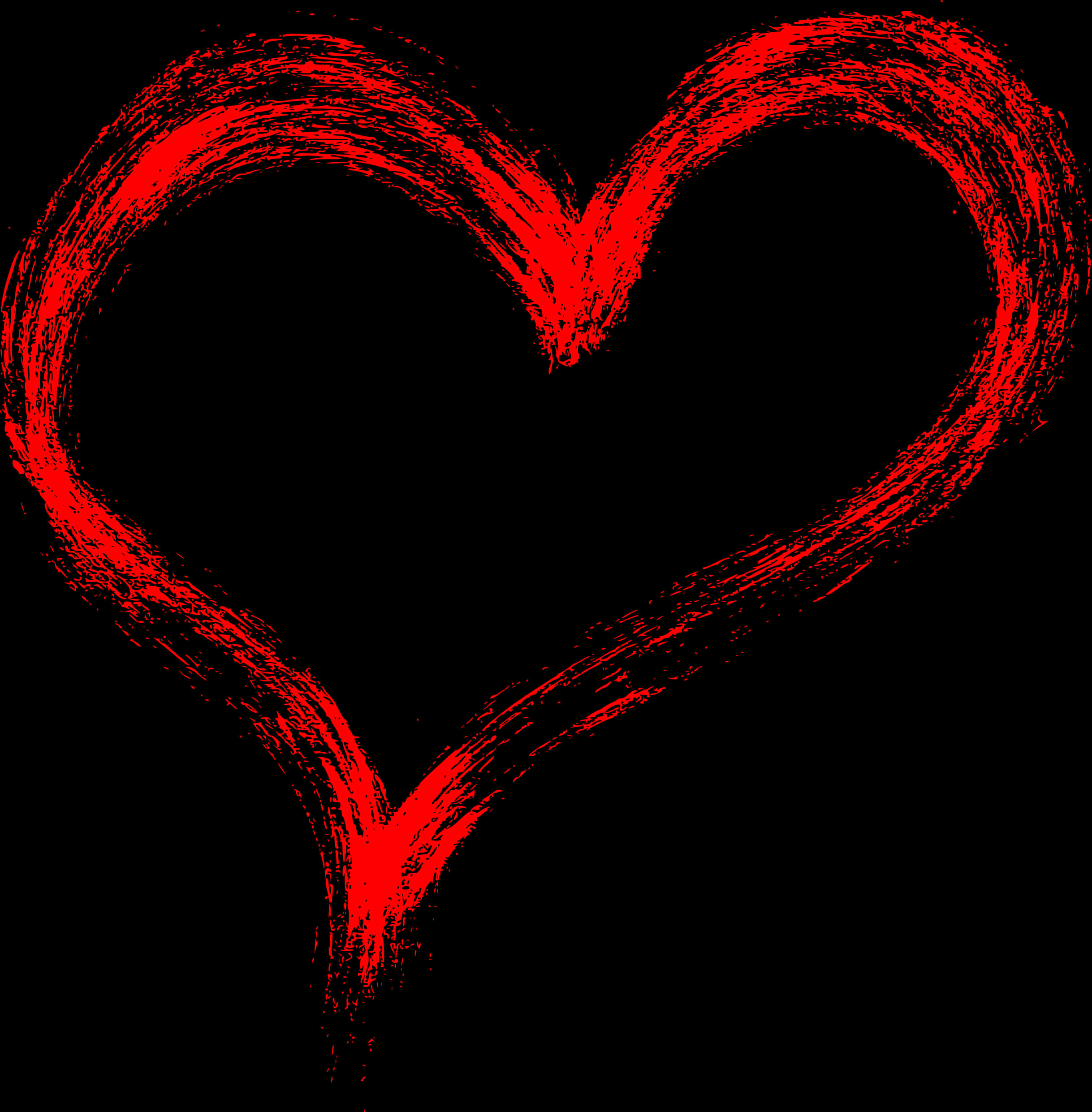 Red Heart Brush Stroke PNG Image