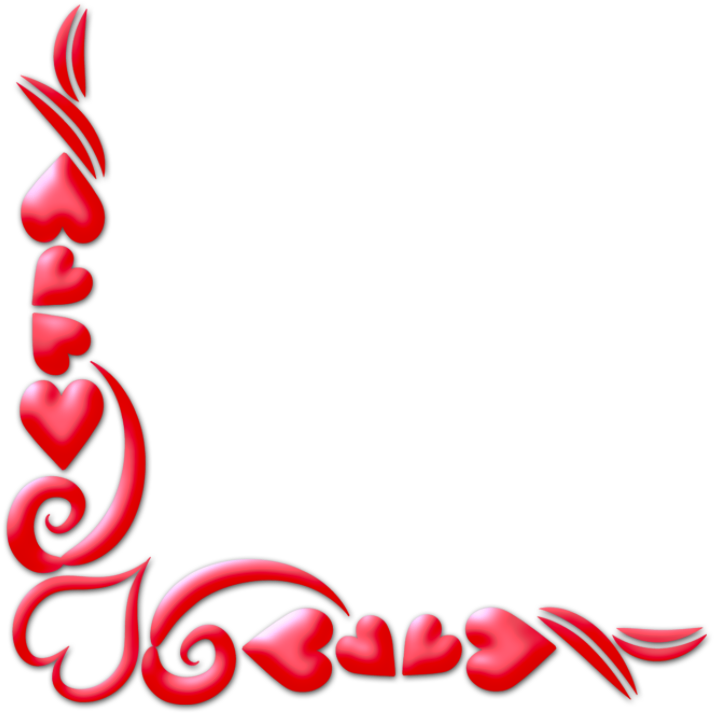 Red Heart Corner Border Design PNG Image