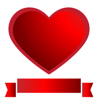 Red Heart Icon Banner PNG Image