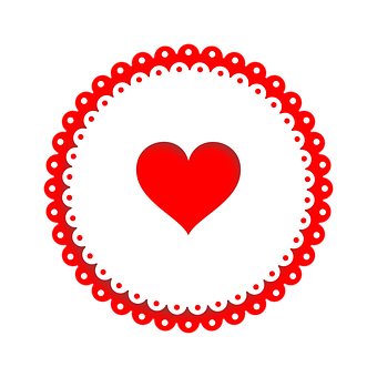 Red Heart Lace Design Icon PNG Image