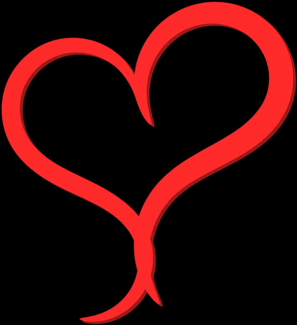 Red Heart Outline Graphic PNG Image