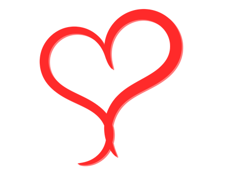 Red Heart Outlineon Black Background PNG Image