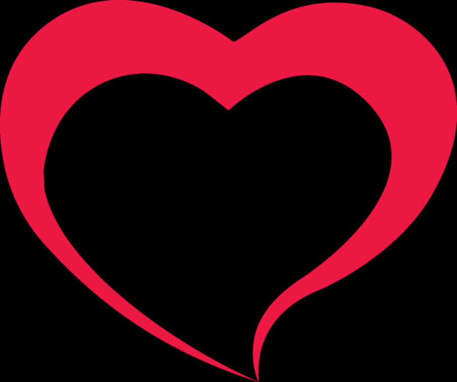 Red Heart Outlineon Black Background PNG Image