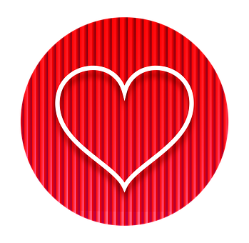 Red Heart Outlineon Striped Background PNG Image