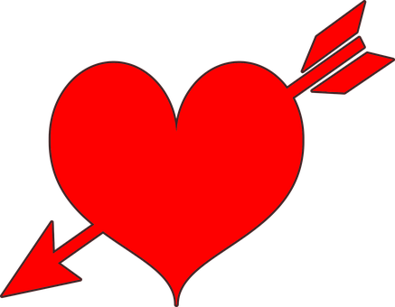 Red Heart Piercedby Arrow PNG Image