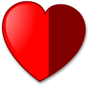 Red Heart Shade Divide PNG Image