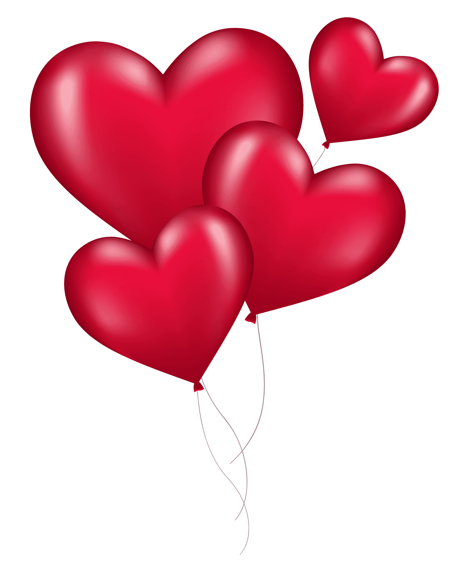 Red Heart Shaped Balloons PNG Image