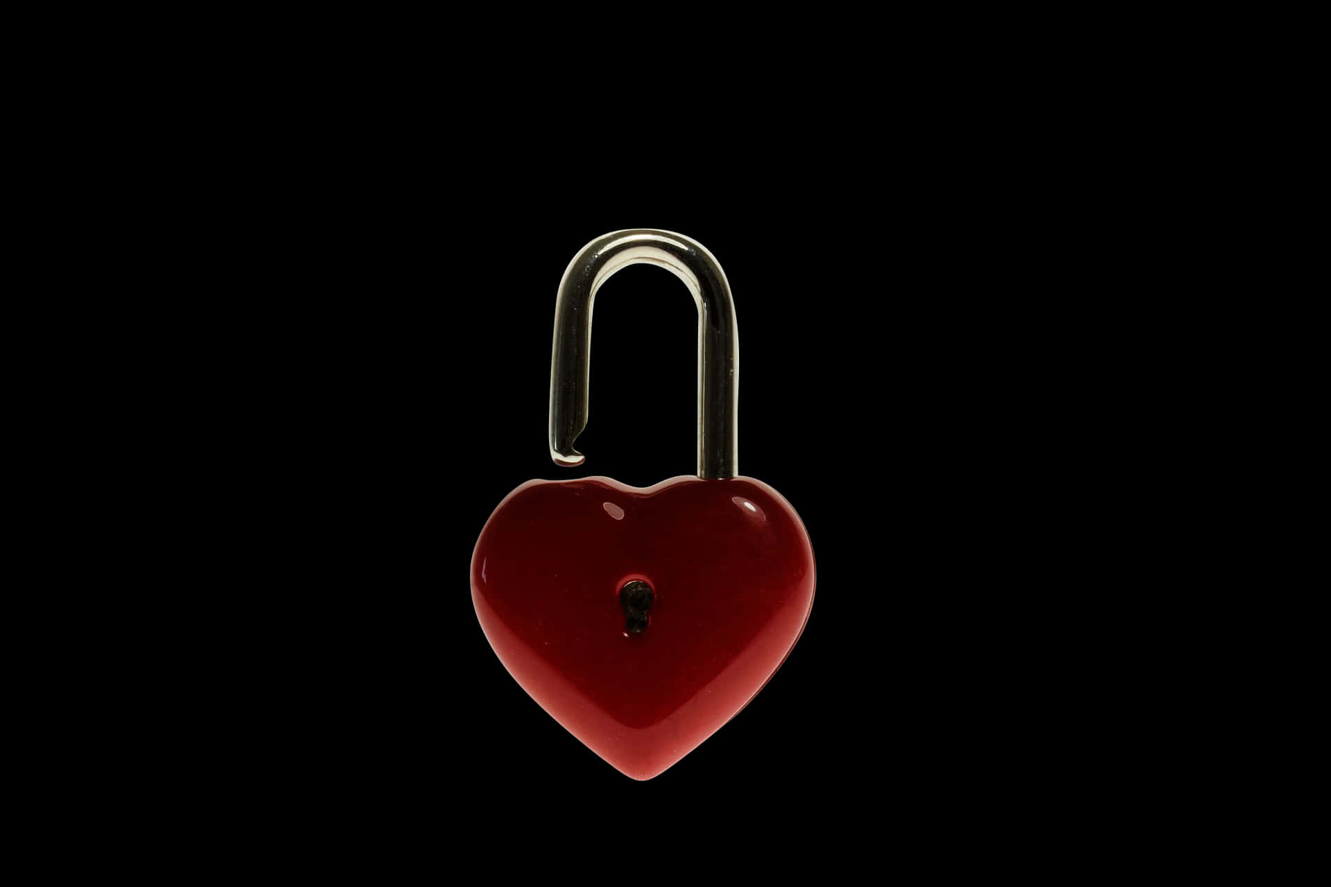 Red Heart Shaped Padlock Black Background PNG Image