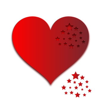 Red Heart Stars Graphic PNG Image