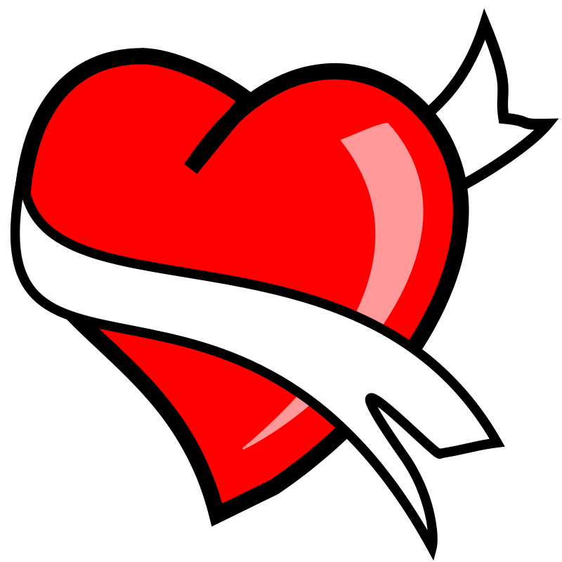 Red Heart With White Banner PNG Image