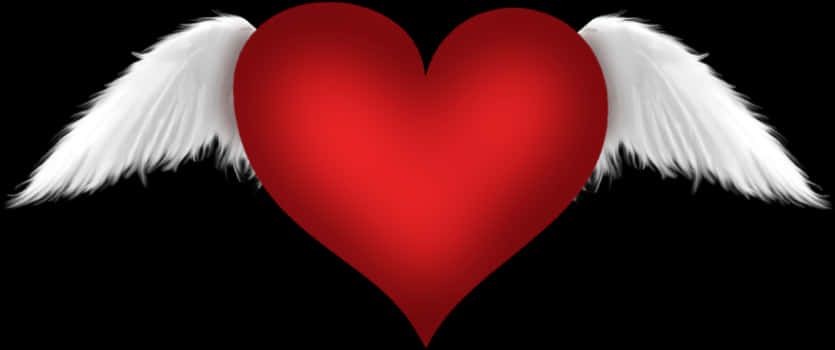 Red Heart With Wings PNG Image